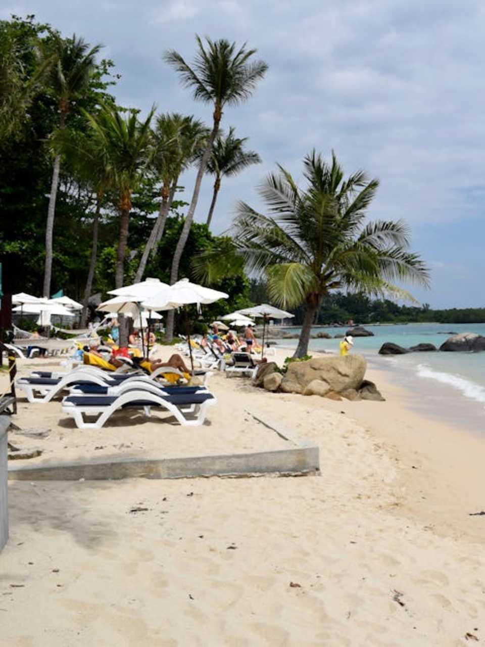 Blick auf den hellen Sand und das weite Meer am Natien Beach in Koh Samui